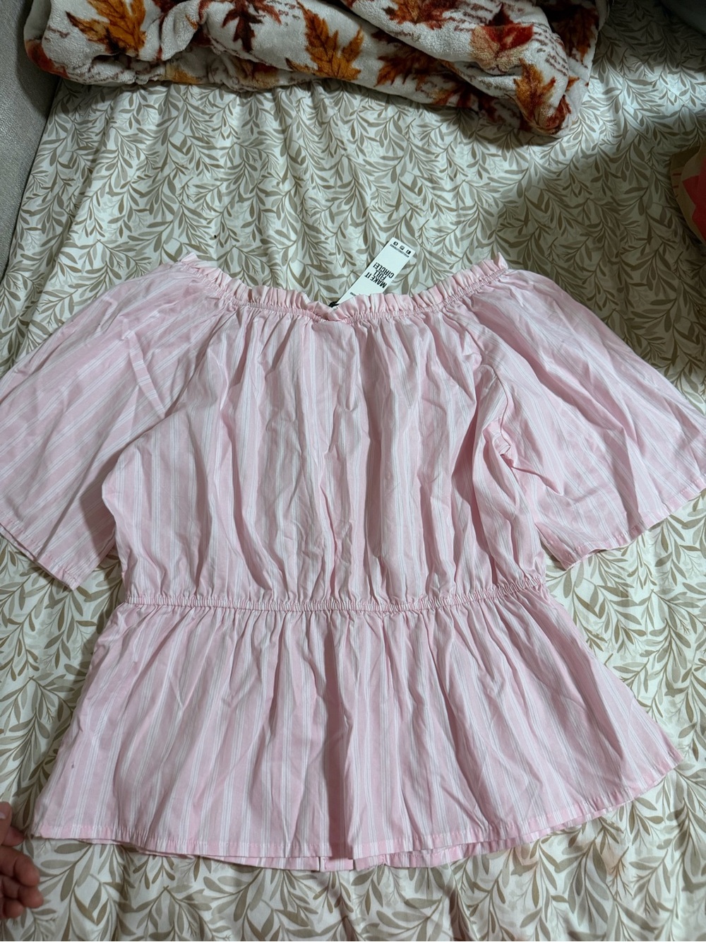 Women's Pink Off-Shoulder Stripe Peplum Top